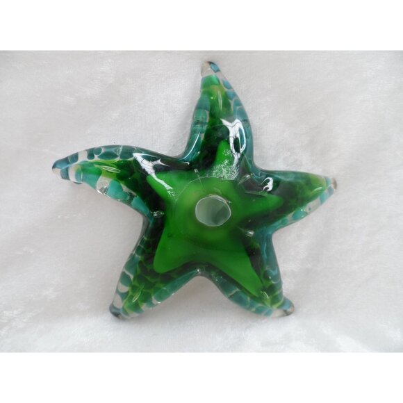 Starfish Figurine Paper Weight Turquoise & Green Handcrafted Art Glass Sculpture - Picture 4 of 6